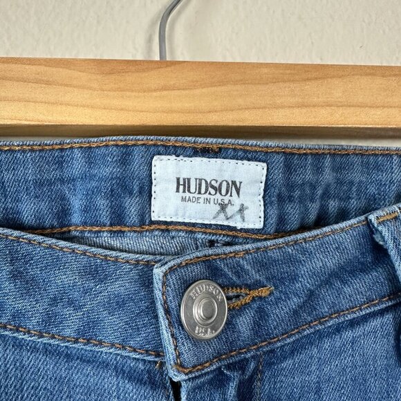 Hudson Womens Size 31 Jeans Medium Wash Cuffed Cropped Denim Straight Leg Blue - Picture 4 of 6